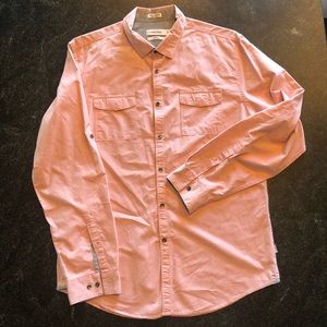 Calvin Klein. Size Large. Light red long sleeve casual dress shirt.